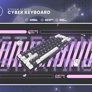 Cyberpunk Keyboard Twitch Animated Stream Screens - TWITCH, YOUTUBE - Techno vibe, Pink, Purple Neon Gaming and Sci-fi hologram - Futuristic