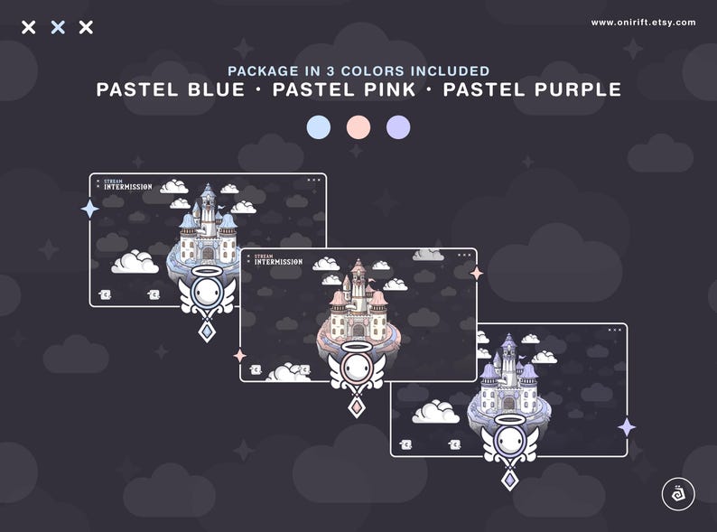 Royal Celestial Stream package - Ethereal & Angelic vibes - 3x colours included : Pastel Blue, Pastel Pink, Pastel Purple