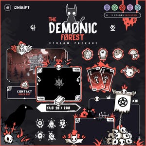 Demonic Forest – Red Stream Package for Twitch, Youtube, Kick. Satanic, Diabolic, Gothic Horror Overlay, VTuber Stream Assets, Infernal Pack