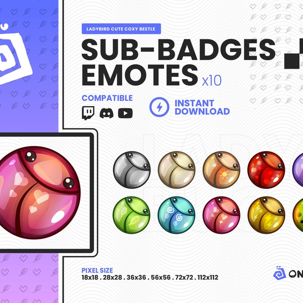 Ladybug Beetle * Cute Insect SUB BADGE & BITS x10 Twitch Loyalty Badge, Graphics for Streamers