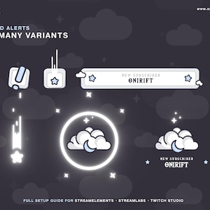 Royal Celestial Stream package - Ethereal & Angelic vibes - Pastel Blue - Smooth Animated Stream Alerts