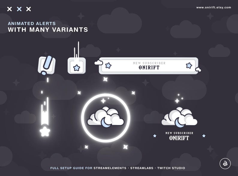 Royal Celestial Stream package - Ethereal & Angelic vibes - Pastel Blue - Smooth Animated Stream Alerts