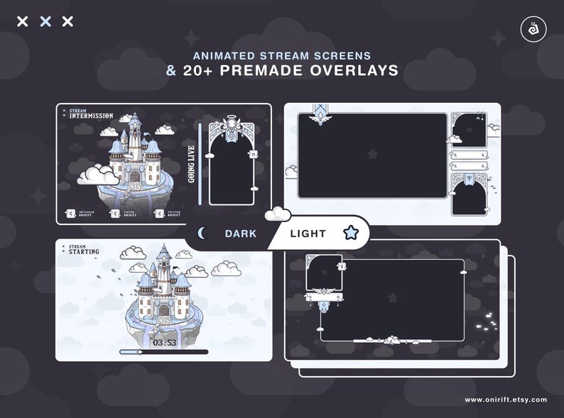 Royal Celestial Stream package - Ethereal & Angelic vibes - Pastel Blue - Premade Overlays