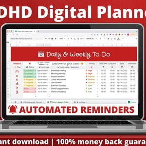 ADHD Digital Planner (with automatic reminders !)