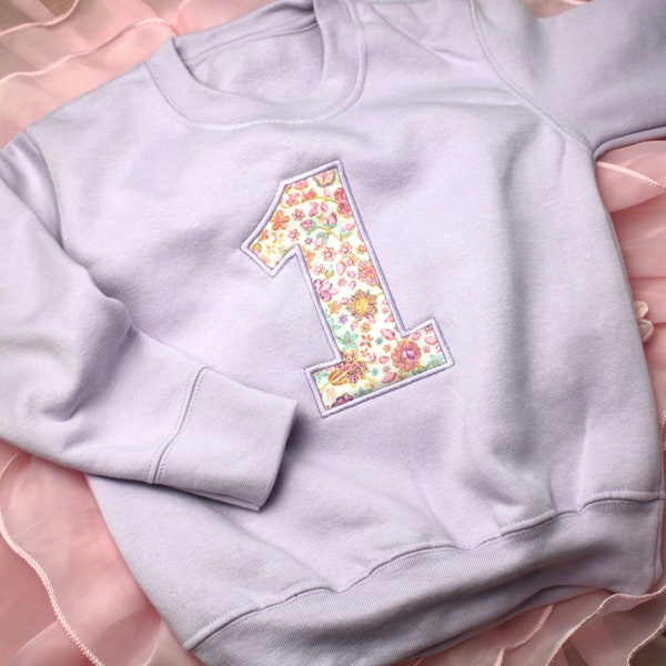 Children's Liberty of London Birthday/Number Jumper / Personalised Party Sweatshirt / Kids Birthday Outfit