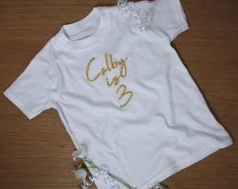 Children’s Personalised Birthday T-Shirt / Birthday Outfit / Custom Embroidered Top / Birthday Gift