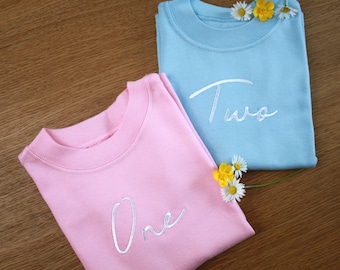 Embroidered Birthday Number T-Shirt, Personalised Kids Party Outfit, Birthday Gift.