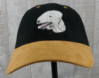 Bedlington Terrier Cap, rechtstreeks op zwarte cap geborduurde bedlington terrier, geborduurde bedlington terrier