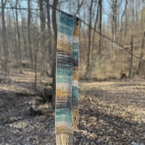 Handmade Cotton Knit Scarf: Long Colorful Fringed Scarf