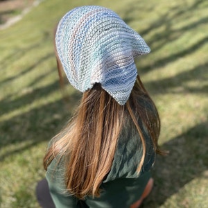 Knitted Bandana, Knitted Aesthetic Bandana, Knitted Head Scarf, Head Scarf