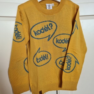 Kid's mustard merino wool cardigan CHAT image 3