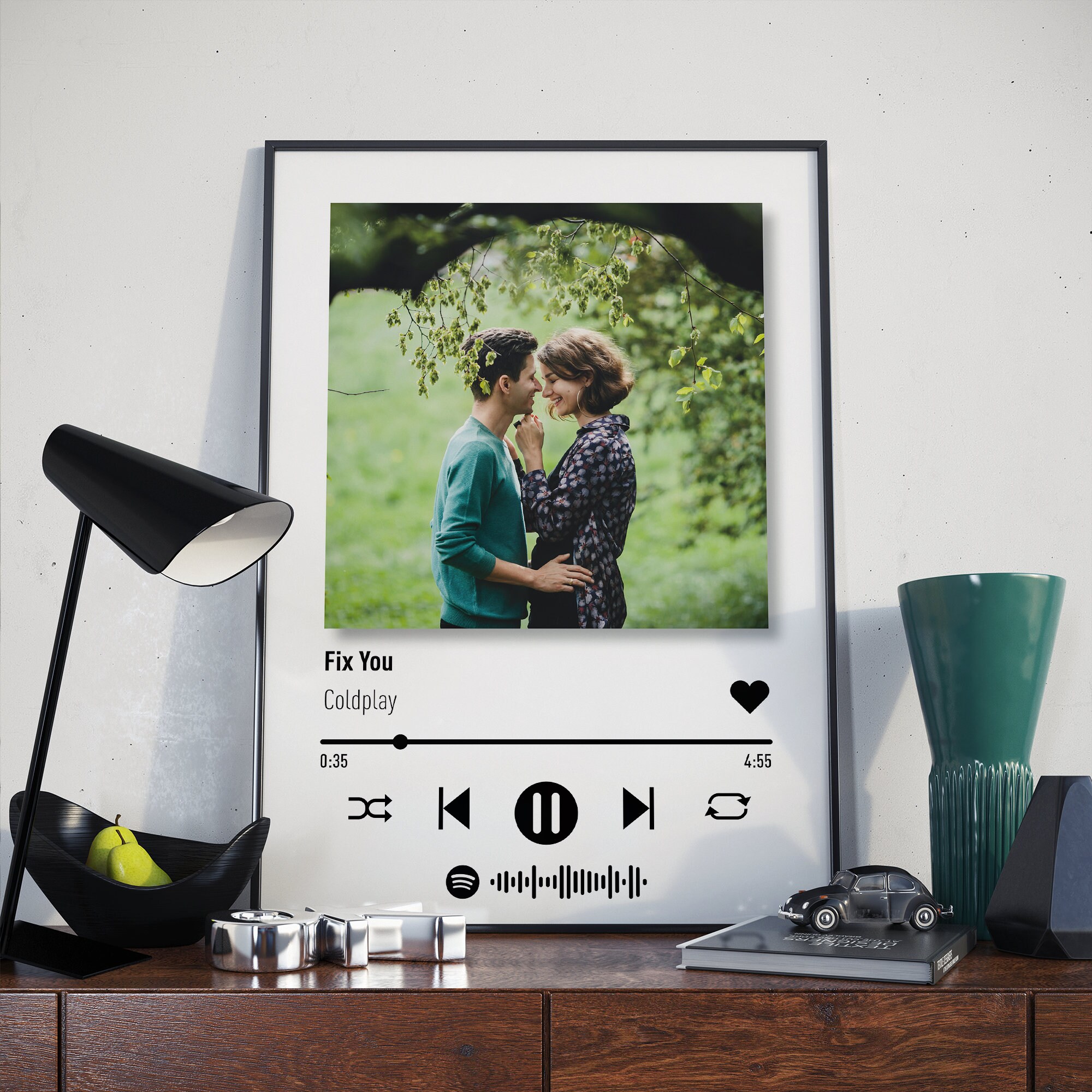 Affiche Personnalisée Couple - Cadeau Poster Lecteur Musique
