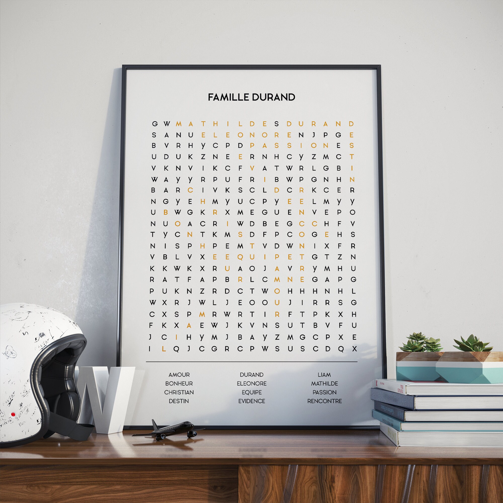 Affiche Personnalisée Famille - Mots Mêlés Cadeau Couple Poster