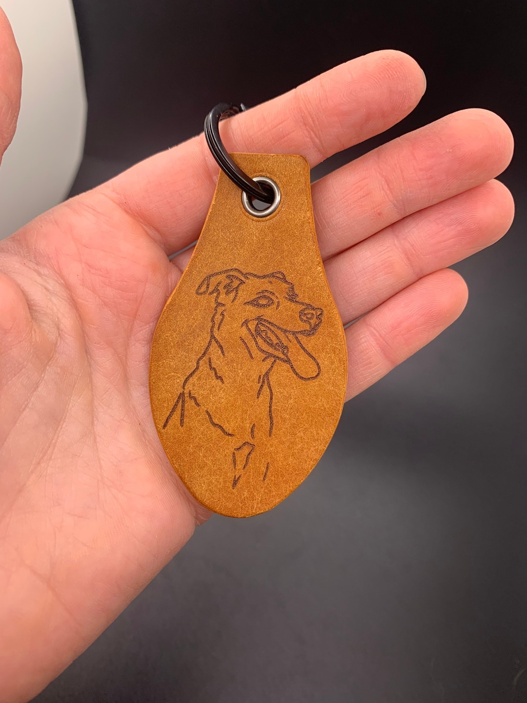 Custom Leather Dog Keychain, Made in the USA, Custom Pet Portrait