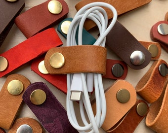 Leather Cord Keeper Set | Leather Cord Organizer