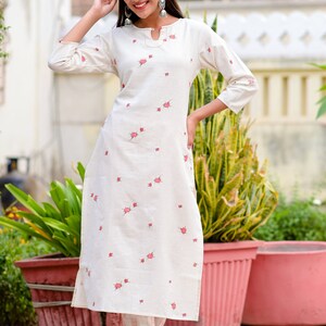 Women Off White Printed A-Line Kurta Trousers With Dupatta Set
