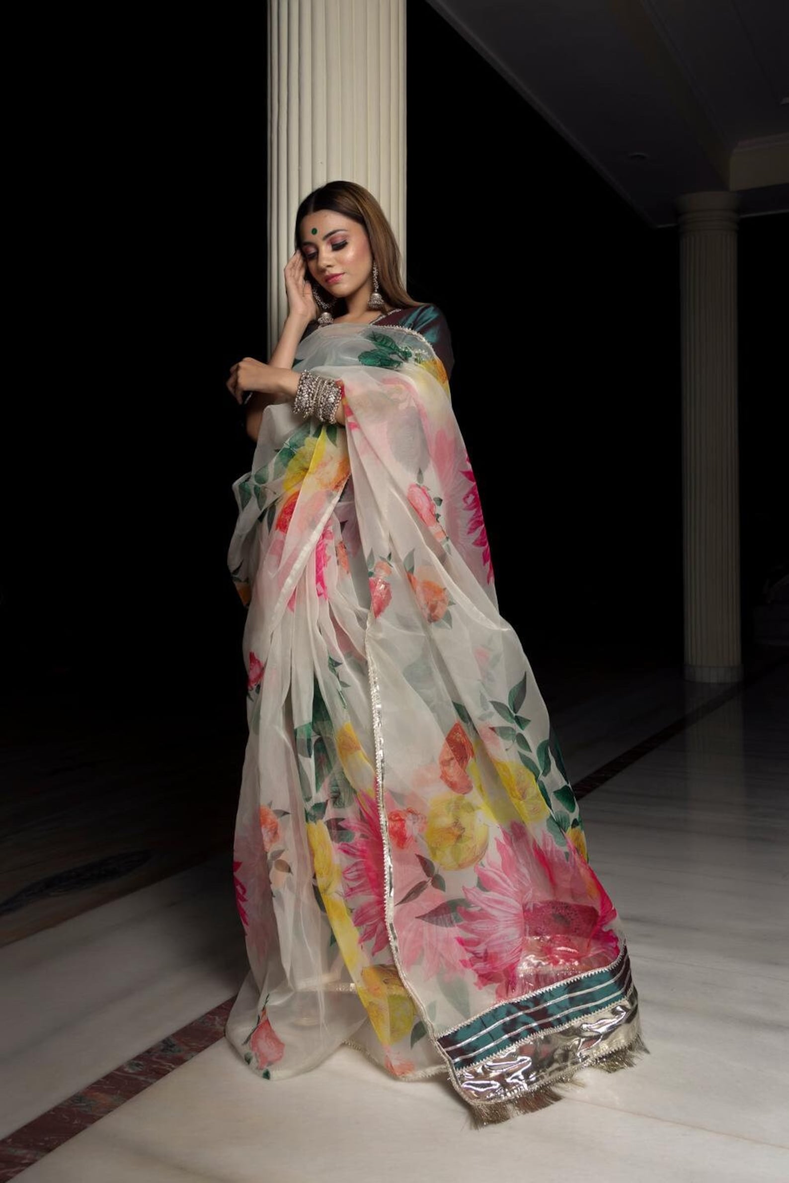 Claude Organza Off White Saree