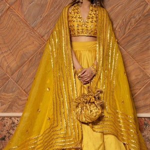 Rabia Yellow Cotton Silk Lehenga Set