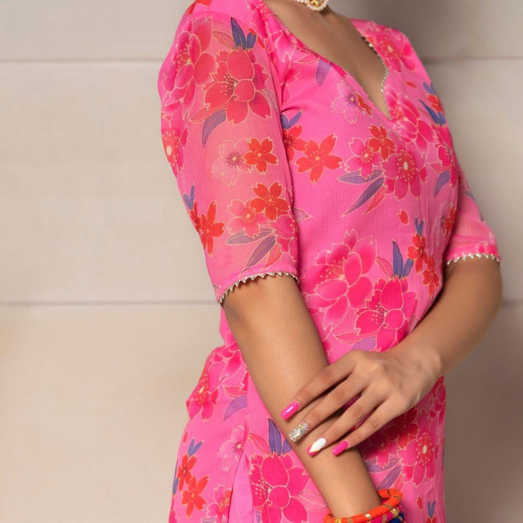 Cosmos Pink Chinnon Chiffon Suit Set - Etsy, image size:1080x1080