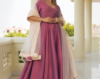 Cotton Silk Purple Angrakha