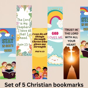 Marcadores de versículos bíblicos imprimibles Juego de 5 marcadores de las Escrituras para lectores Regalo para amantes de los libros Marcador imprimible cristiano para iglesia