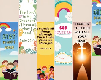 Bible Verse Bookmarks Set of 5, Christian Scripture (Digital Download)
