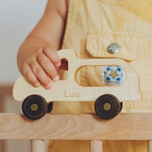 Baptism Boy Gifts. Unique Pusher Cars With Names. 1-st Birthday Gift. Sensory Toys For Toddlers. Montessori Kids Toys. First Christmas Gift.