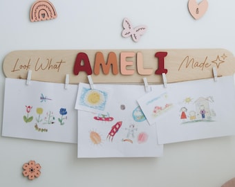 Look What I Made Sign Personalized Art Display For Kids Wall Nursery Decor Custom Birthday Baby Gift Name Puzzle Christmas Gift Toddler Gift