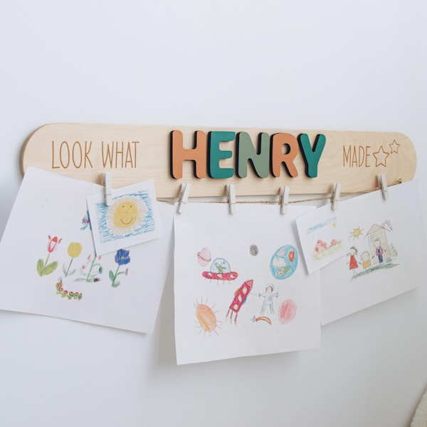 Look What I Made Sign Personalized Art Display For Kids Wall Nursery Decor Custom Birthday Baby Gift Name Puzzle Christmas Gift Toddler Gift