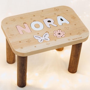 Gifts for Toddlers First Custom Easter Gift Wooden Name Puzzle Stool Personalized 1st Birthday Baby Girl Gift Montessori Furniture For Kids