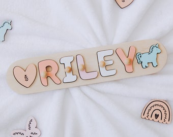 Cute Name Puzzle / Unicorn Birthday Gift / Baby Girl Gift / Toddler Name Puzzle / Custom Baby Shower Gift / Montessori Toys For Toddlers