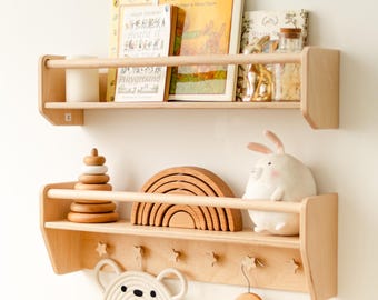 Nursery Shelves, Nursery Wall Bookshelf, Floating Shelf, Wooden Furniture for Kids, Set of Shelves