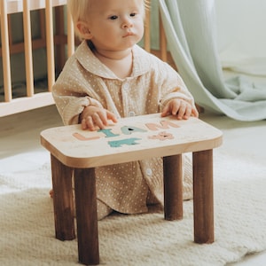 Unique Gift for Kids Learning & Play for Toddlers 1st Birthday Gift Handcrafted Personalized Wooden Stool Baptism Boy Gift Unique Baby Gift