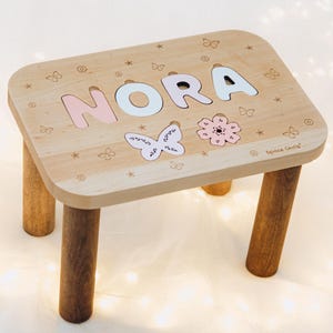 Children Furniture 1st Birthday Gift Personalized Stool Wooden Name Puzzle Stool First Easter Gift Toddler Stool Toddler Tower Toddler Table