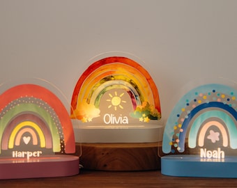 Baby Night Light. 9 Cute Rainbow Night Light Designs. Watercolor Rainbow Night Light. Personalized Night Light. Gift For Kids. Baby Girl.