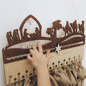 Wall Advent Calendar. Christmas Countdown. Nativity Scene. Holiday Home Decor. Reusable Wooden Advent. Christmas Decoration. Rustic Decor.