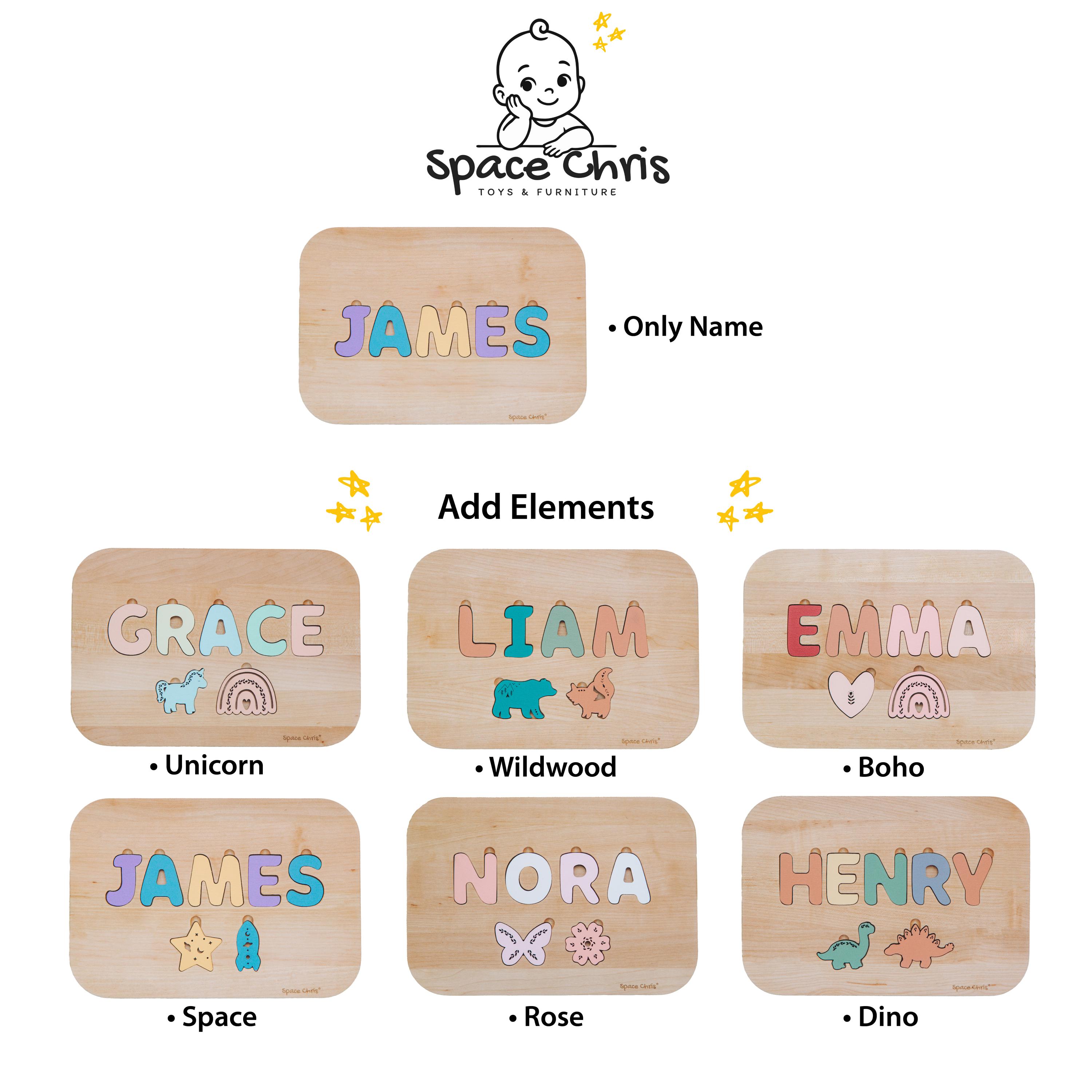 Personalized Step Stool With Elements Wooden Name Puzzle Stool 1st ...