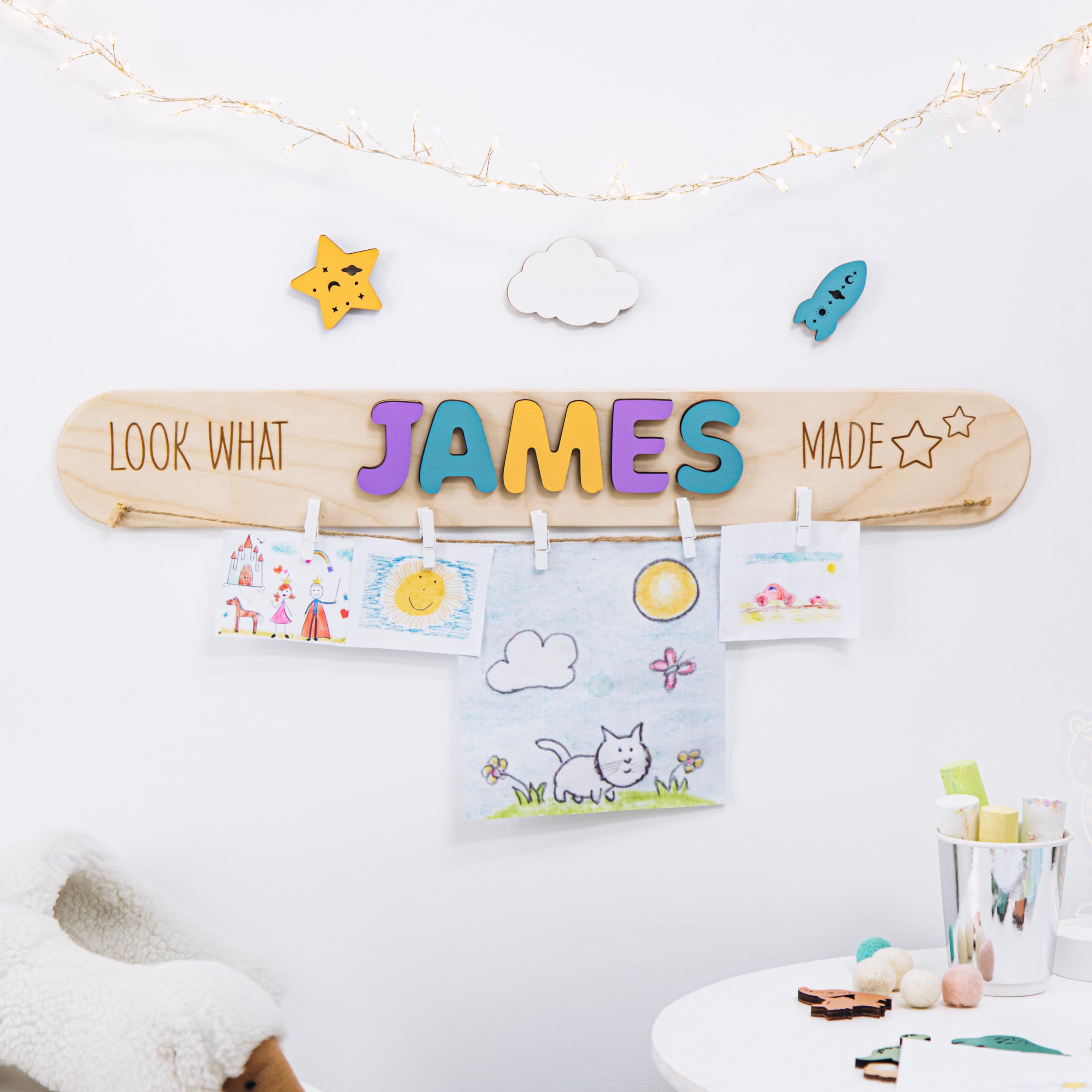 Toddler Gift  Christmas Gift Kids Artwork Display Look What I Made Sign Personalized Art Display For Kids Wall Nursery Decor Name Puzzle