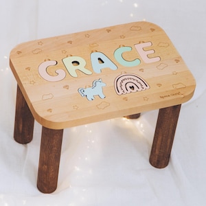 Unicorn Step Stool for Bathroom 1st Birthday Boy Gift Custom Montessori Helper For Kids Dinosaur Nursery Futniture for Girl Grandkids Gift