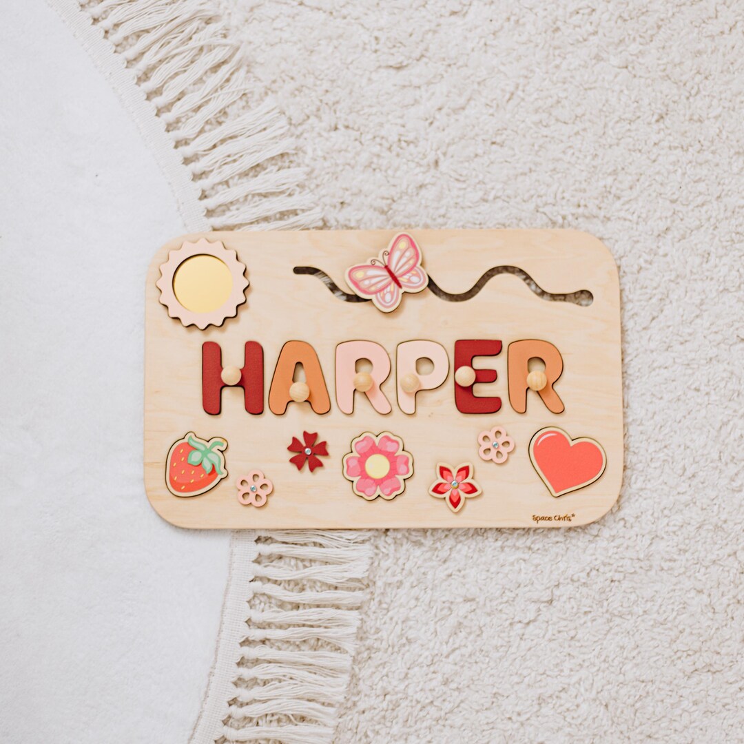 Personalized Name Puzzle, Montessori Busy Board, Custom Wooden Name Toy ...