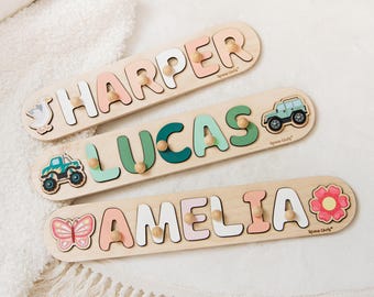 Cute Name Puzzle / Baptism Girl Gift / Unique Baby Girl Gift / Montessori Puzzle For Toddlers / 1st Birthday Girl / Custom Baby Shower Gift