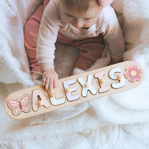 Personalized Name Puzzle With Pegs Newborn Baby Gift Montessori Puzzle For Toddlers Wooden Toys For Kids Baby Shower Baptism Christmas Gifts