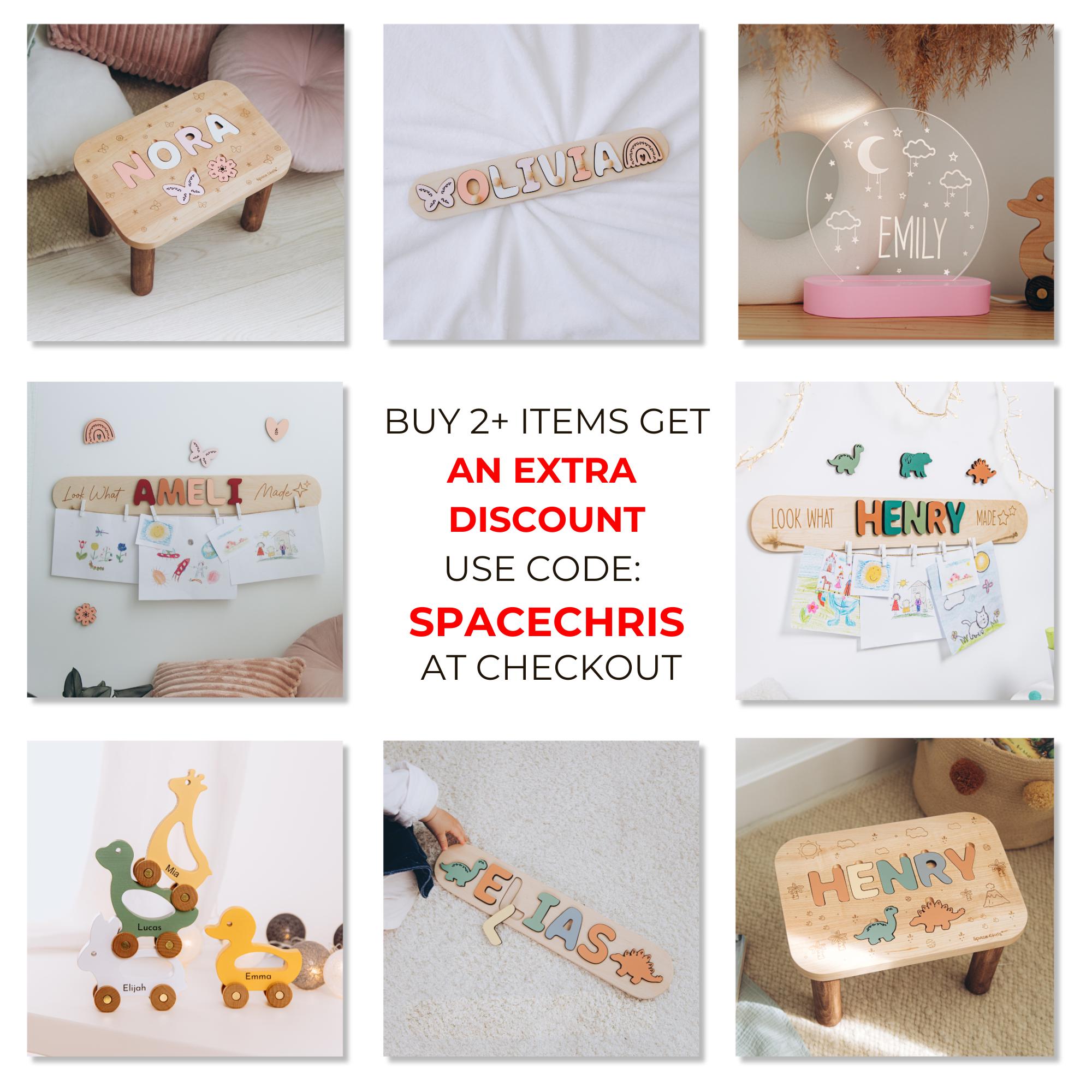 Personalized Step Stool With Elements Wooden Name Puzzle Stool 1st ...
