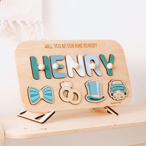 Ring Bearer Proposal Name Puzzle. Will You Be My Ring Bearer. Baby Boy Wedding Gifts. Custom Name Puzzle For Page Boy. Flower Girl Proposal.