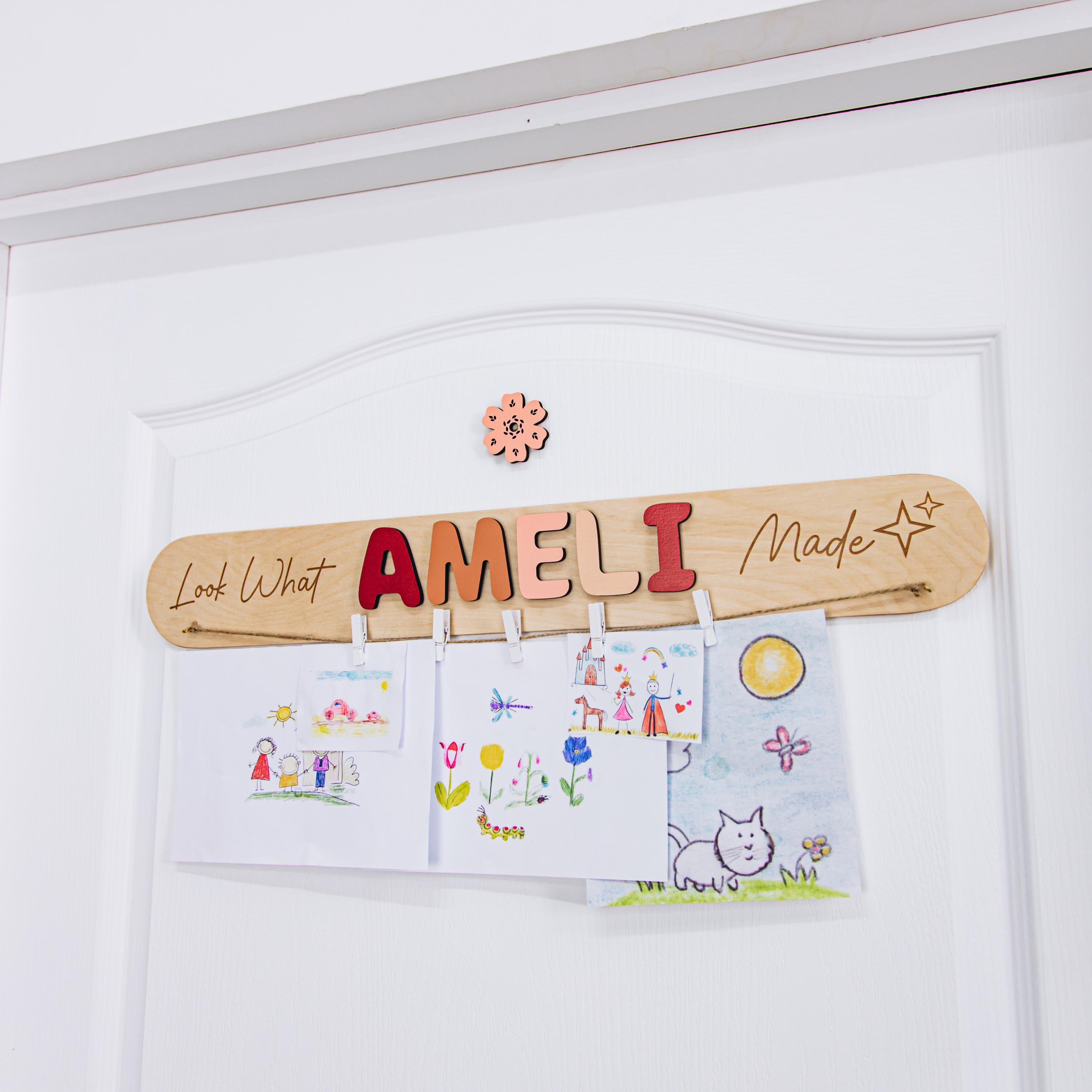 Toddler Gift  Christmas Gift Kids Artwork Display Look What I Made Sign Personalized Art Display For Kids Wall Nursery Decor Name Puzzle