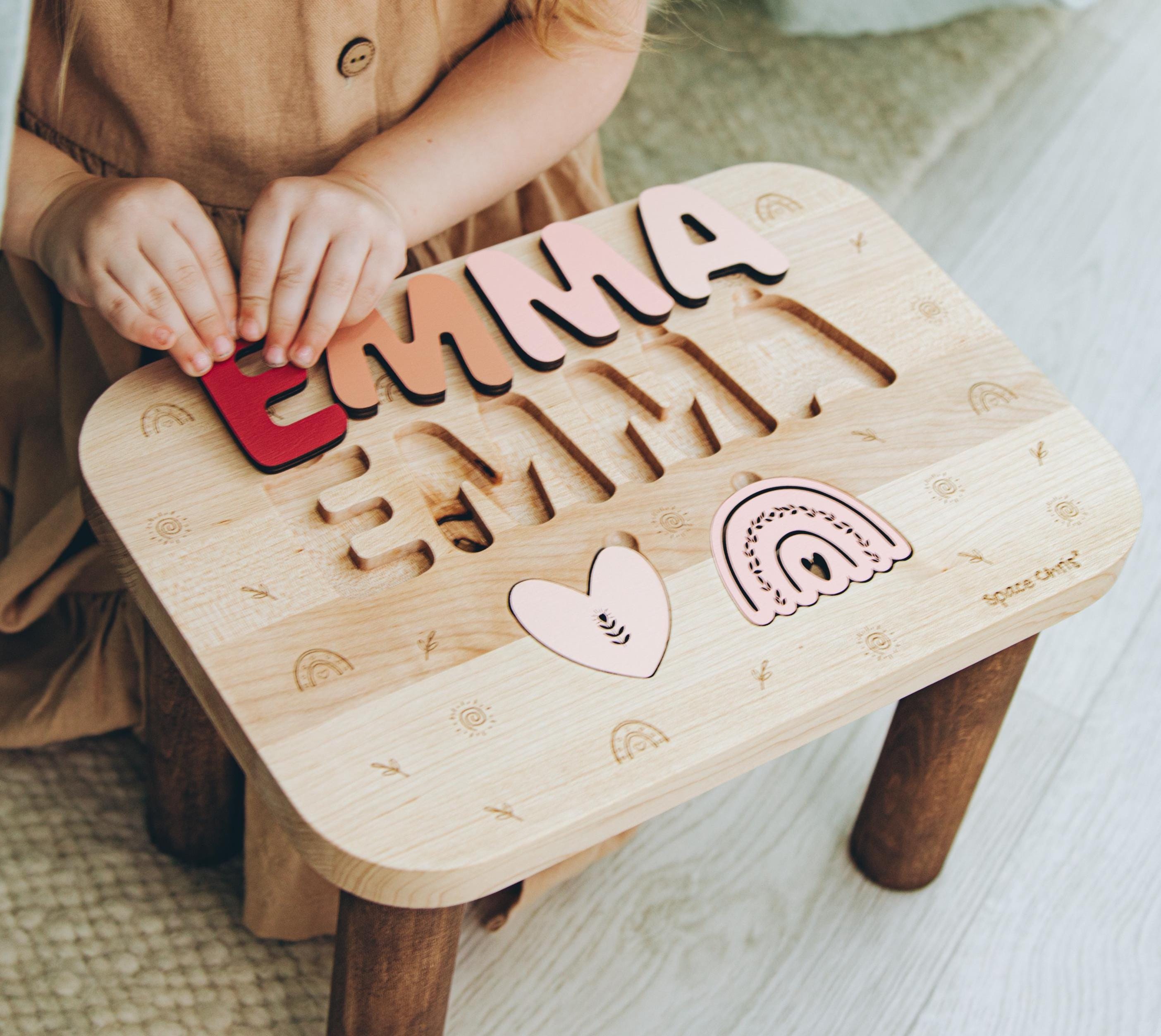 Personalized Step Stool With Elements Wooden Name Puzzle Stool 1st ...
