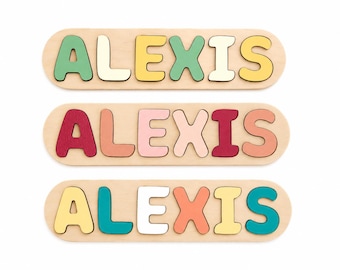 Rompecabezas de madera personalizado con nombre, juguete Montessori personalizado para niños pequeños, rompecabezas con nombre de bebé, regalo de primer cumpleaños para niños, regalo para baby shower
