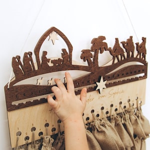 Wall Advent Calendar. Christmas Countdown. Nativity Scene. Holiday Home Decor. Reusable Wooden Advent. Christmas Decoration. Rustic Decor.