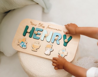 PERSONALISED BAPTISM GIFT. Baby Christening Gift for Godson. Perfect Baptism Girl Gift. Baby Puzzle Keepsake. First Religious Easter Gift