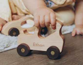 Perfect Grandchild Gift from Grandparents. Wooden Baby Cars. Baptism Boy Gift. Sensory Toys For Toddlers. 1-st Birthday Gift. Kids Toys.